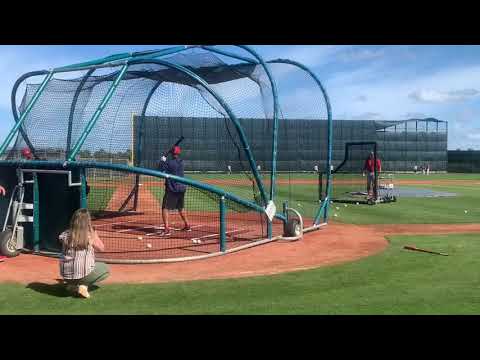 Rafael Devers, Boston Red Sox slugger, takes BP at spring training 2019