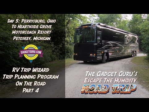 Prevost Motorhome Road Trip - RV Trip Wizard Review - Part 4 - OH to Petoskey, MI