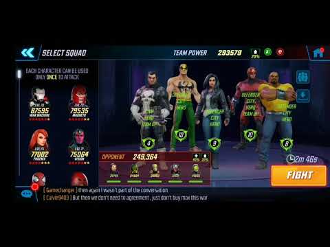 AW Offense - 293k Defenders vs 249k AIMtron - Marvel Strike Force