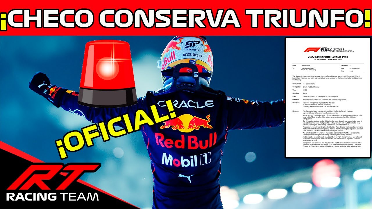 🚨 ¡Es OFICIAL! CHECO CONSERVA TRIUNFO en el GP de Singapur 👏 ESPECTACULAR CARRERA y DOMINIO de CHECO