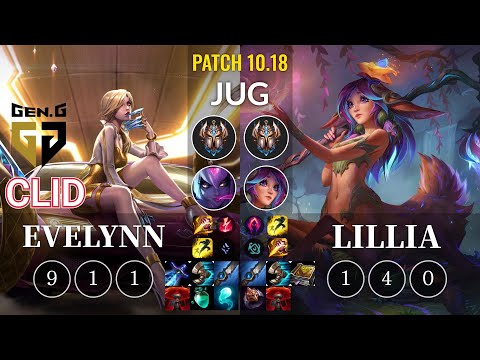 GEN Clid Evelynn vs Lillia Jungle - KR Patch 10.18