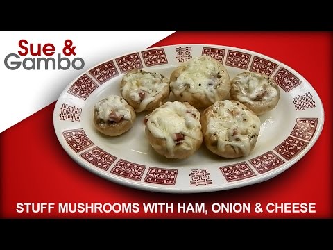 Ham Stuffed Mushrooms  with onion and cheese