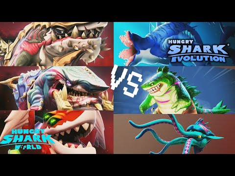 3 on 3 Meltdown,Alpha Zombie, Ancient Megalodon vs Kraken,Abysshark,Sharkjira - World vs Evo