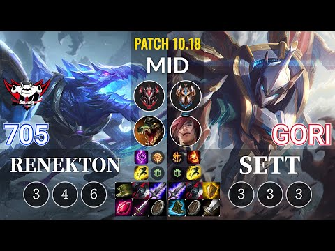 JDG 705 Renekton vs Gori Sett Mid - KR Patch 10.18