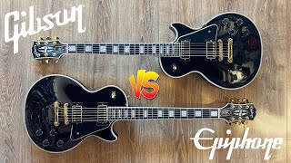Video thumbnail for Gibson vs Epiphone Les Paul Custom Ebony by George V Guitars