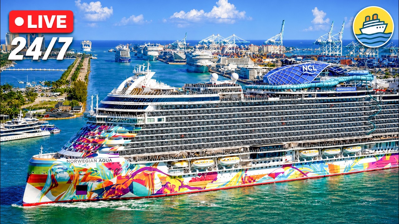 Live webcam view of PortMiami Cruise Terminals & Biscayne Bay