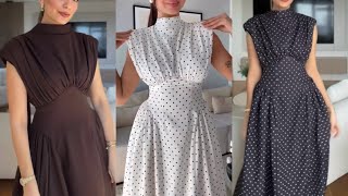 How to cut and sew a trendy side gathered dress with cut together sleeves 