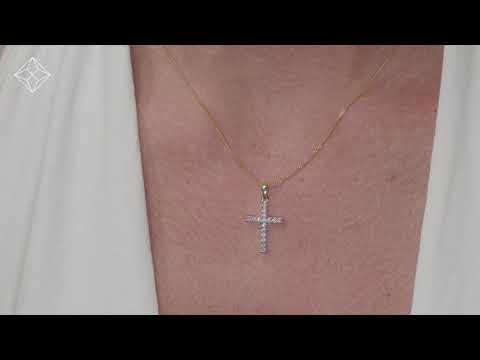 Lab Diamond Cross Pendant Necklace Claw Set 0.25ct H/Si in 9K Gold - NDG5231