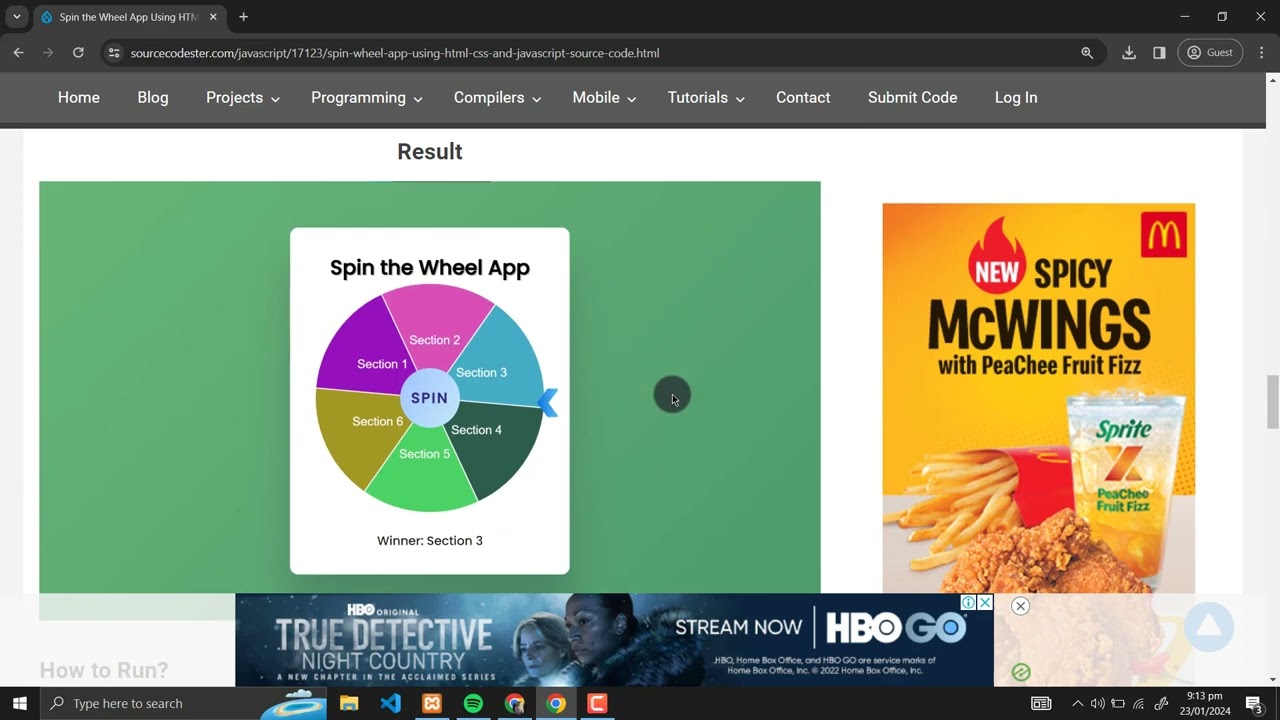 Spin the Wheel App Using HTML, CSS and JavaScript with Source Code