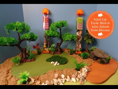 Safari Ltd. Exotic Birds & Asian Animals Toobs & Small World Tray Diorama- Learn Animal Names