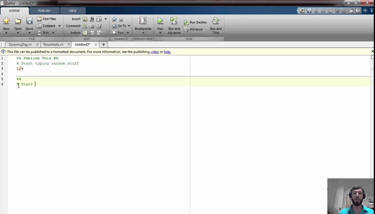 Publishing in Matlab