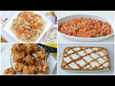 Top 4 Best Recipes Part 1 / Afghani Pulao, Arabic Chutney, Baked Pakora & Banana Custard Delight