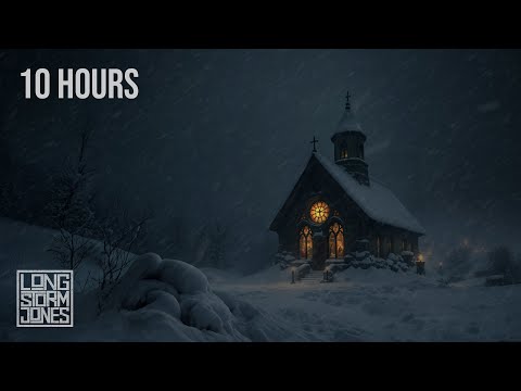 Snowbound Chapel | Howling Wind & Distant Bells | Winter Night Ambience | 10 HOURS