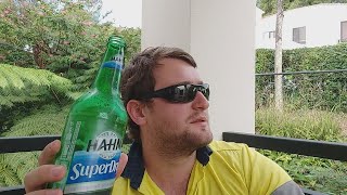 DRINKING A HAHN SUPER DRY 700ML LONGNECK