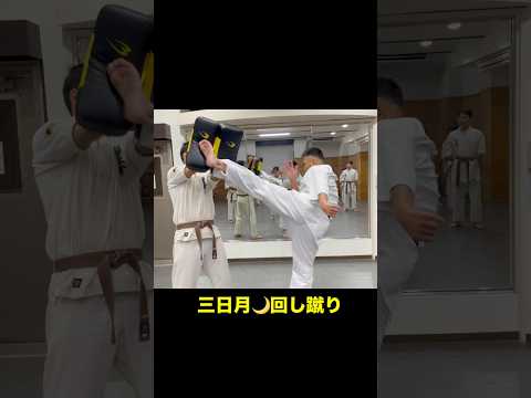 極真会‼️必殺三日月🌙蹴りと回し蹴り #karate #kyokushin #空手 #極真空手