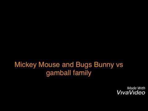 Disney warner brother (crossover) Mickey Mouse and bugs bunny vs gamball family