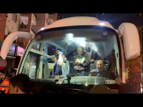Bus carrying freed Palestinian prisoners arrives in Beitunia | AFP