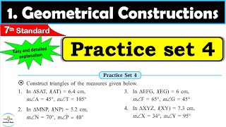 Practice set 4 Class 7 | Chapter 1 Geometrical Constructions | 7th standard | Maths | Mh State Board