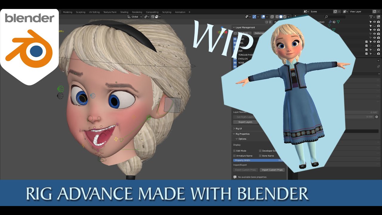 Young Elsa facial rig