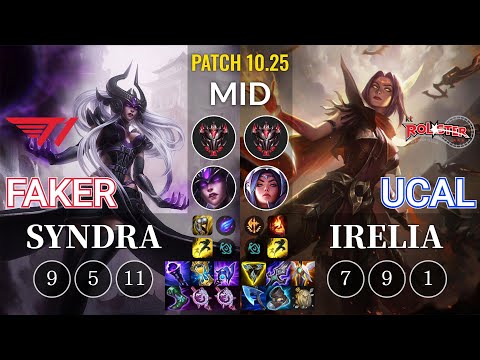 T1 Faker Syndra vs KT Ucal Irelia Mid - KR Patch 10.25