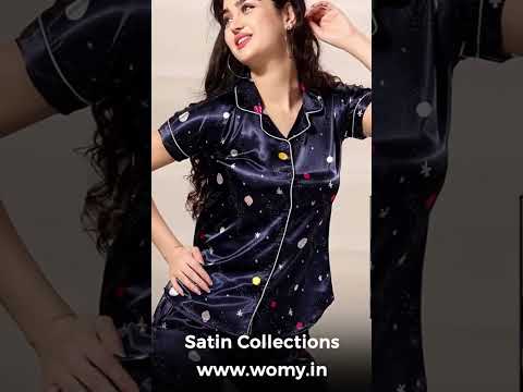 WOMEN  SATIN FRONT OPEN  NIGHT SUITS