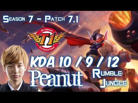 SKT T1 Peanut RUMBLE vs LEE SIN Jungle - Patch 7.1 KR Ranked
