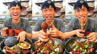 Fishermen eating seafood dinners are too delicious 666 help you stir-fry seafood to broadcast live六二