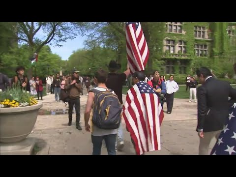 Protestors confront each other at University of Chicago encampment