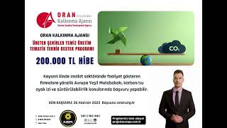 ORAN Kalkınma Ajansı #kayseri #mobilya #metal #sanayi #osb #temizüretim #karbon 