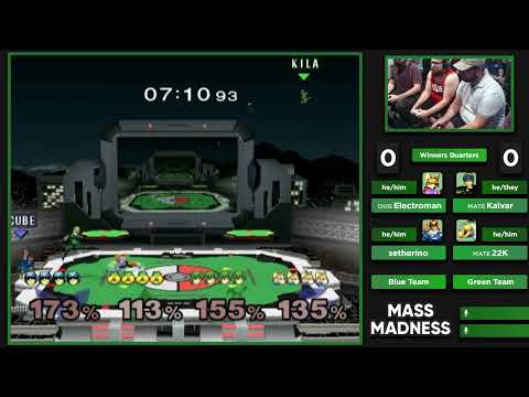 Mass Madness 53 SSBM - Electroman/setherino (Blue) vs. Kalvar/22K (Green) - Melee Doubles WQF