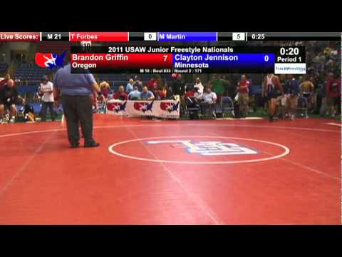 Junior Freestyle 171 - Brandon Griffin (OR) vs. Clayton Jennison (MN)