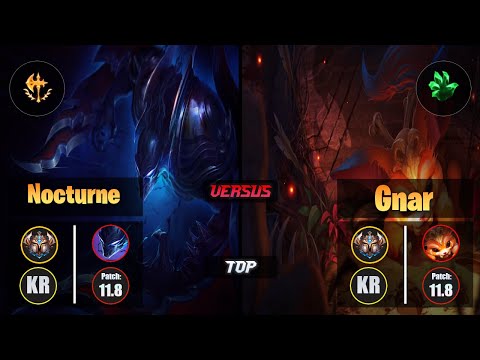 Challenger NOCTURNE [Conqueror] (Top) VS  GNAR - Challenger KR Patch 11.8