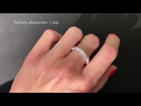 Anillos de compromiso de oro blanco de 18k con 60 diamantes - Ref ac032 - 1,2qt
