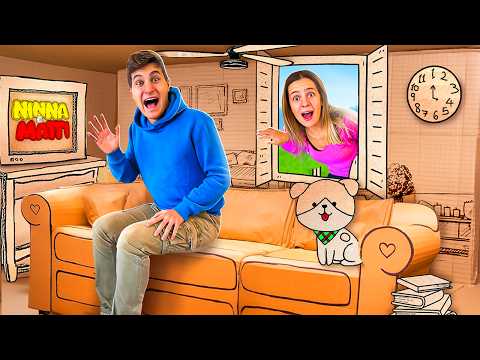 WE LIVE IN A CARDBOARD HOUSE FOR 24 HOURS WITH ALL OUR CHALLENGE FRIENDS!📦