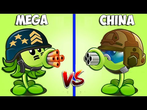 Mega Gatling Pea VS China Gatling Pea - Who Will Win? - PvZ 2 Team PEA China Vs International