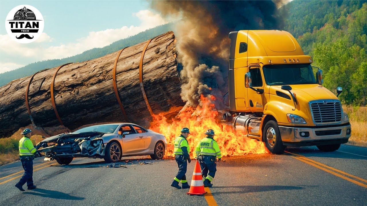 Extreme Dangerous Big Logging Wood Truck Driving Skill | Fastest Chainsaw Cutting Tree Machines #19