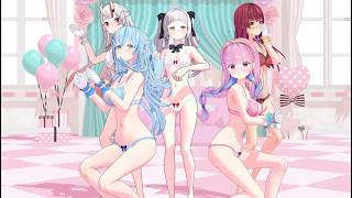 【MMD VR180】ランジェリー 宝○マリン / 雪○ラミィ/ 百○あやめ / 湊○あくあ / 紫○シオン /『気まぐれメルシィ(Kimagure Mercy)』 【8k/60fps】※やや紳士向け