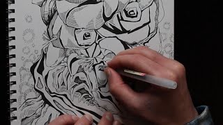Pen & Ink Drawing - Giant Flower