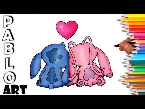 How to Draw Stitch ❤️ and ❤️ Angel Love from Lilo and Stitch | Learn to Draw  step by step