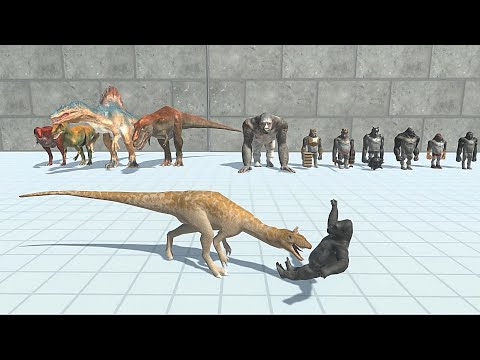 OLD CARNIVORE DINOSAURS VS MUTANT PRIMATES - Animal Revolt Battle Simulator