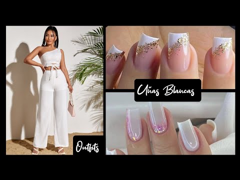 DISEÑOS DE UÑAS BLANCAS 2023 OUTFITS CON BLANCO 🤍#nails #ideasoutfits #acrylicnails #tendency #3023