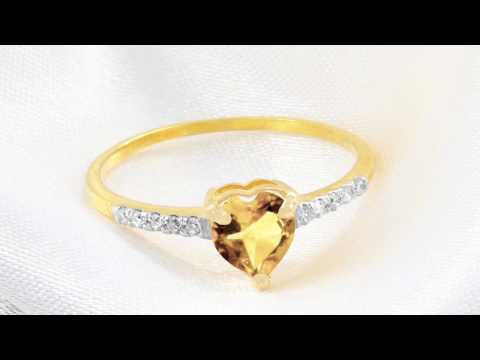 TELEIOS LUXE 18K GOLD 0.5CT HEART CITRINE 0.07CT DIAMONDS RING - 6.5 US - TL0000113