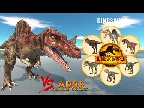 (HYBRID) SPINOSAURUS with HORN vs ALL UNITS CARNIVORE DINOSAURS - Animal Revolt Battle Simulator