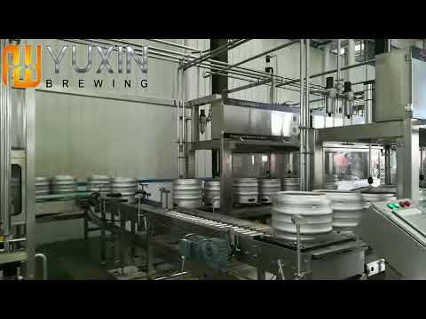 Automatic beer keg filling washing line
