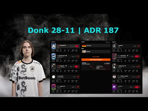 Donk | ADR 187!? | 28-11 Destruction | Mirage | Faceit10