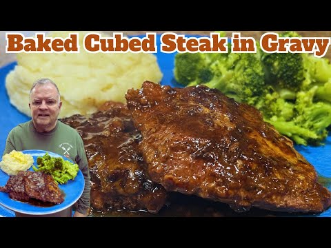 Baked Cubed Steak in Gravy - with only 5 ingredients, this is an easy main dish for dinner! 