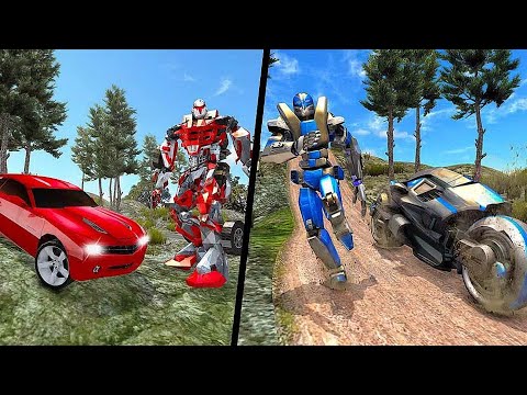 Offroad Bike & Car Robot Transport Truck Driving Simulator | Live Android Gameplay