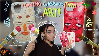Turing trash into art ✰꩜ | Painting and sculpting on old phone cases !