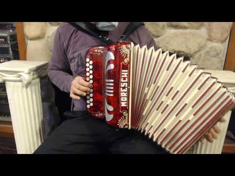 3982 - Decorated Red Moreschi Diatonic Button Accordion AD MMM 21 8 $799