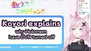 why Holomem have DVR function off according to Koyori